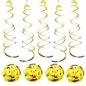 30 pcs gold hanging swirl party decorations,sparkle gold birthday ceiling decorations,streamers for wedding party anniversary graduation christmas (gold)