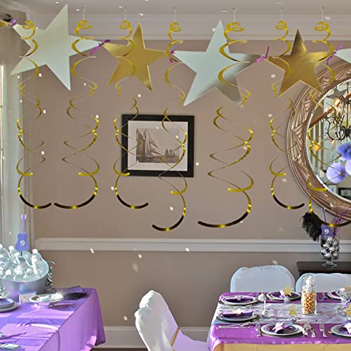 30 Pcs Gold Hanging Swirl Party Decorations,Sparkle Gold Birthday Ceiling Decorations,Streamers for Wedding Party Anniversary Graduation Christmas (Gold)