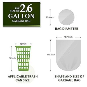 2.6 Gallon Trash Bags, 100 Counts Strong Durable Small Garbage Bags Ultra Thick Recycling Eco-Friendly Trash Can Liner Waste Bin Bags for Bathroom Kitchen Bedroom Office Car Pet (White)