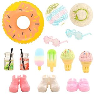 ENOCHT for Chelsea Doll Clothes 6 Swimsuits 3 Dresses 3 Outfits 3 Shoes with 2 Glasses 2 Hat 1 Swimming Ring 6 Accessories for Chelsea 5.3 Inch Doll Summer Playset