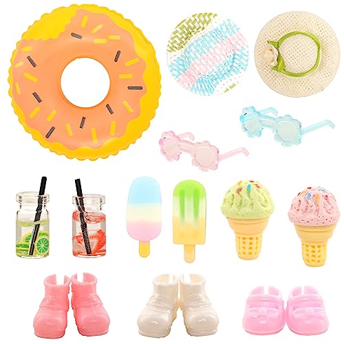 ENOCHT for Chelsea Doll Clothes 6 Swimsuits 3 Dresses 3 Outfits 3 Shoes with 2 Glasses 2 Hat 1 Swimming Ring 6 Accessories for Chelsea 5.3 Inch Doll Summer Playset