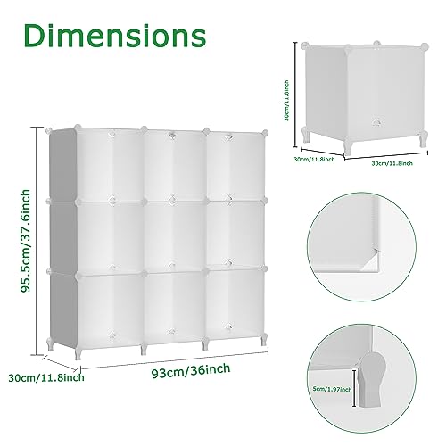 FUNLAX Cube Storage Organizer, 9 Cube Shelf, Cubical Storage Shelves, Cubby Shelving, Modular Storage Cube Suitable for Bookself, Clothes, Closet Organizers and Storage (9 Cube, White)