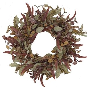 20" fall wreath for front door, fall leaves and grain wreath, harvest ear wheat wreath for front door wedding wall home thanksgiving decoration farmhouse decoration