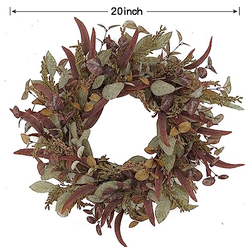 20" Fall Wreath for Front Door, Fall Leaves and Grain Wreath, Harvest Ear Wheat Wreath for Front Door Wedding Wall Home Thanksgiving Decoration Farmhouse Decoration