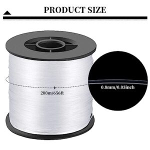 LLMSIX 200 Meters Fishing Line, 0.8mm 57LB Clear Fishing Line Monofilament Nylon Fishing Line Invisible Hanging Wire Thickened Nylon Thread for Fishing, Hanging, Crafts