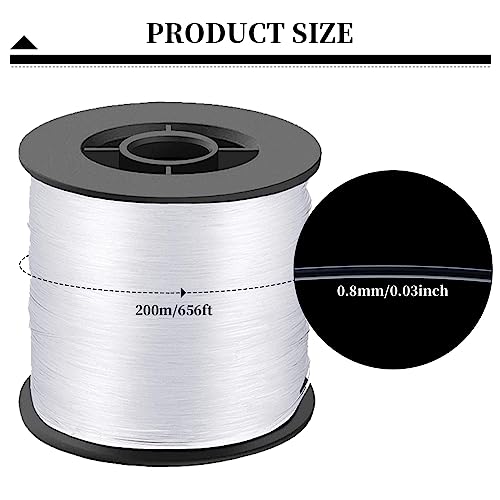 LLMSIX 200 Meters Fishing Line, 0.8mm 57LB Clear Fishing Line Monofilament Nylon Fishing Line Invisible Hanging Wire Thickened Nylon Thread for Fishing, Hanging, Crafts