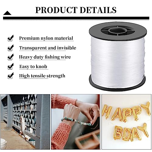 LLMSIX 200 Meters Fishing Line, 0.8mm 57LB Clear Fishing Line Monofilament Nylon Fishing Line Invisible Hanging Wire Thickened Nylon Thread for Fishing, Hanging, Crafts