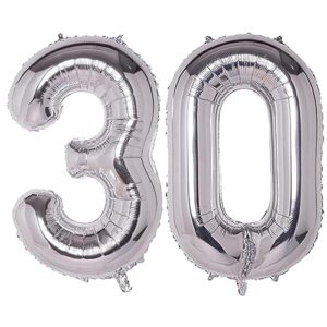 weika 40 inch number 30 balloons, silver giant jumbo helium number 30 foil balloons for 30th birthday party anniversary events man woman decorations supplies
