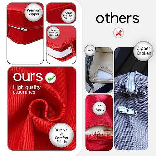 4Pcs Outdoor Patio Seat Cushion Back Pillow Replacement Covers,Fit for Patio Furniture Sectional Sofa Chair Conversation Set,Water-Resistant Fadeless Slipcover,20Lx18Wx4H Inch,Red-Cover Only