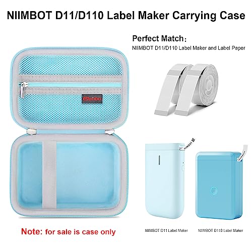 Elonbo Hard Carrying Case for NIIMBOT D11/D110 Label Maker Machine, Portable Bluetooth Wireless Label Printer Travel Bag, Small Thermal Sticker Printer Storage Holder,Extra Pocket Fits Tape Cable,Blue