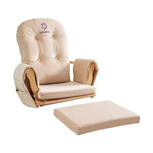 luxmars glider rocker replacement cushions with storage soft velvet washable chair cushion for glider rocking chair 5 pcs beige