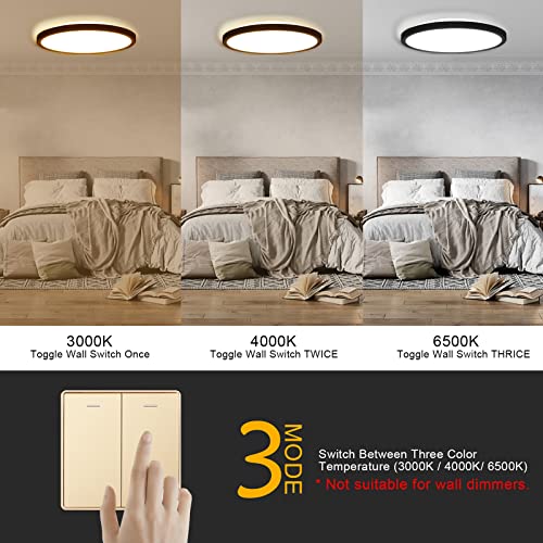 Marfete 2Pcs Flush Mount LED Ceiling Light Dimmable with Remote Control, 12 Inch 25W 3 Color Temperature Close to Ceiling Light 3000-6500K, Modern Ultra-Thin Round Ceiling Lamp, for Bedroom