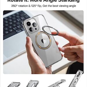 andobil [Upgraded] for iPhone 14 Pro Max Clear Case with 360° Rotatable Ring Stand [Compatible with MagSafe] [Military Grade Protection] Magnetic Invisible Kickstand, Ultra Clear