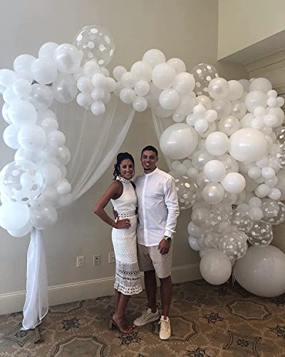 140Pcs White Balloons White Balloon Garland Arch Kit 5/10/12/18 Inch Matte Latex White Balloons Different Sizes as Baby Shower Balloons Birthday Balloons Wedding Christmas Balloons Party Decorations