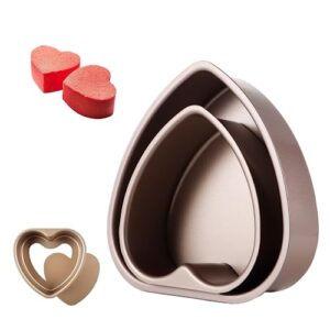 beyonday 2pcs heart shaped cake pan with removable bottom, 6+8 inch carbon steel cake tray for wedding birthday anniversary, kitchen baking bread cheesecake non-stick cake mold (gold)