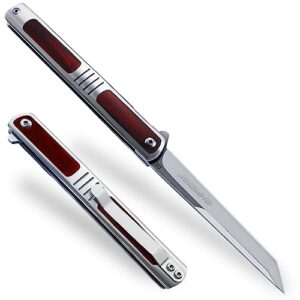 ohmonlyhoo pocket knife for men, 3.5 inch folding knife with pocket clip,rosewood handle tanto knife, great gift for men and women