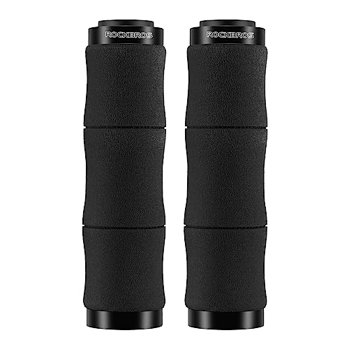 ROCKBROS Bike Grips Shock Absorption Foam Bike Handle Grips Soft Comfortable Non-Slip Double Locked on Mountain Bike Grips for BMX MTB Mountain Beach Cruiser Scooter E-Bike