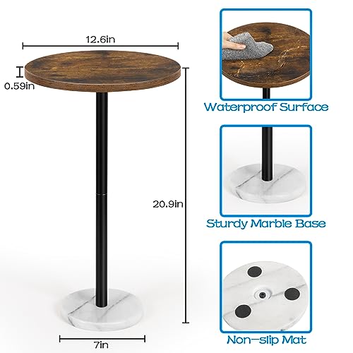 Round Side Table Set of 2 Small End Table Accent Table for Small Spaces Round Coffee Table Wood Rustic Nightstand Bedside Table Outdoor Side Table Living Room Bedroom Balcony Brown