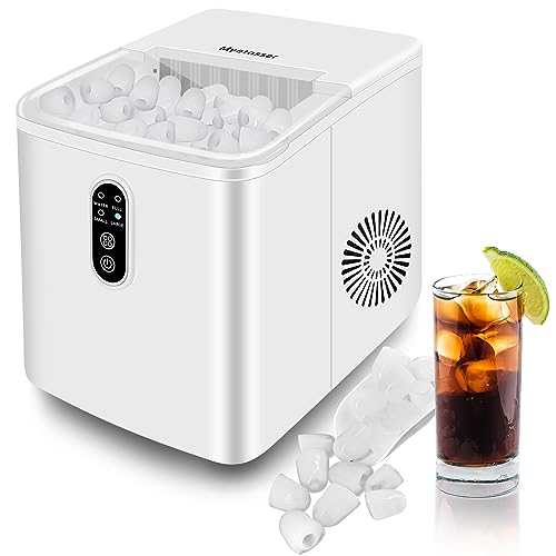 Myetasser Countertop Ice Maker, Portable Ice Maker Machine with Ice Scoop and Basket, 9 Bullet Ice Ready in 6 Mins, Make 33lbs ice in 24 hrs, Self-Cleaning, Ice Maker for Home/Kitchen/Office