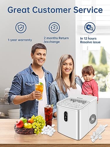 Myetasser Countertop Ice Maker, Portable Ice Maker Machine with Ice Scoop and Basket, 9 Bullet Ice Ready in 6 Mins, Make 33lbs ice in 24 hrs, Self-Cleaning, Ice Maker for Home/Kitchen/Office