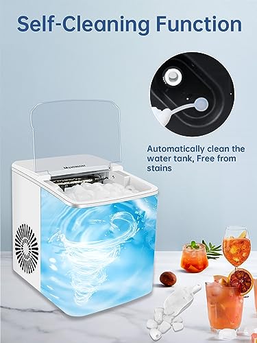 Myetasser Countertop Ice Maker, Portable Ice Maker Machine with Ice Scoop and Basket, 9 Bullet Ice Ready in 6 Mins, Make 33lbs ice in 24 hrs, Self-Cleaning, Ice Maker for Home/Kitchen/Office