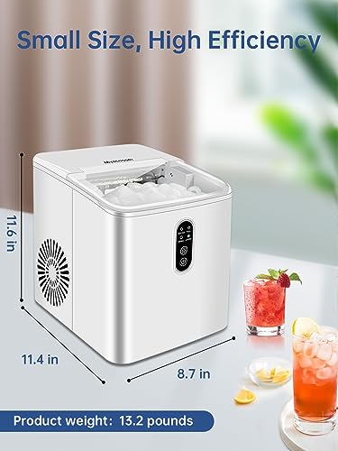 Myetasser Countertop Ice Maker, Portable Ice Maker Machine with Ice Scoop and Basket, 9 Bullet Ice Ready in 6 Mins, Make 33lbs ice in 24 hrs, Self-Cleaning, Ice Maker for Home/Kitchen/Office