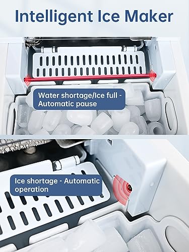 Myetasser Countertop Ice Maker, Portable Ice Maker Machine with Ice Scoop and Basket, 9 Bullet Ice Ready in 6 Mins, Make 33lbs ice in 24 hrs, Self-Cleaning, Ice Maker for Home/Kitchen/Office