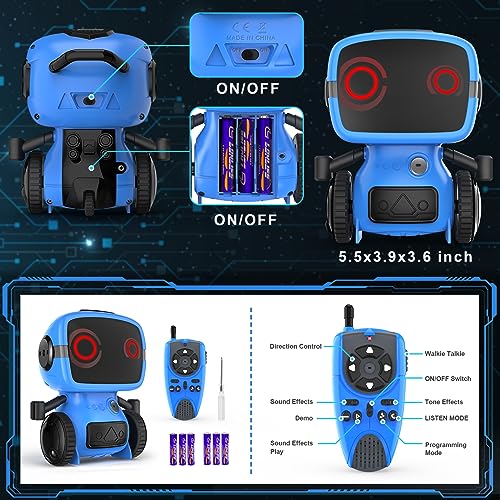 Dandist Robot Toys for Boys & Girls, Remote Control Robot for Kids, Auto-Demonstration, Talkie, and Programming Functions, Flexible Arms, Dance, Music, Big Eyes Toys for Boys 4-6 8-12