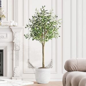 yoleo 5ft artificial olive tree faux tree with lifelike leaves fake plant for living room bedroom balcony corner office decor