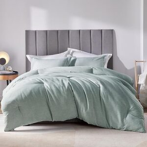 cozylux queen size comforter set - 3 pieces sage green soft luxury cationic dyeing bedding comforter for all season, breathable lightweight fluffy boho bed sets with 1 comforter and 2 pillow shams