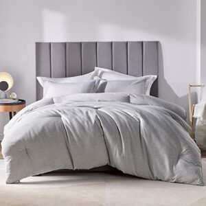 cozylux california king comforter set - 3 pieces grey soft luxury cationic dyeing cal king size bedding comforter all season, gray breathable lightweight bed set with 1 comforter and 2 pillow shams