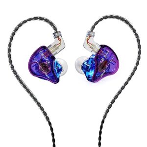 yinyoo kbear storm in-ear monitor, 1dd wired earphones professional wired earbuds iem with crystal clear sound, 3.5mm plug in ear headphones for musician singer music (blue-purple, without mic)