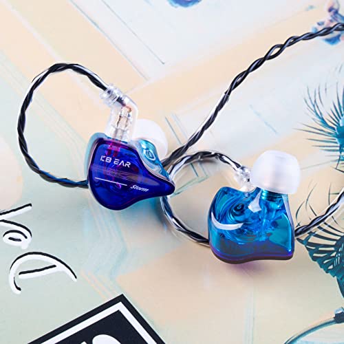 YINYOO KBEAR Storm in-Ear Monitor, 1DD Wired Earphones Professional Wired Earbuds IEM with Crystal Clear Sound, 3.5mm Plug in Ear Headphones for Musician Singer Music (Blue-Purple, Without mic)