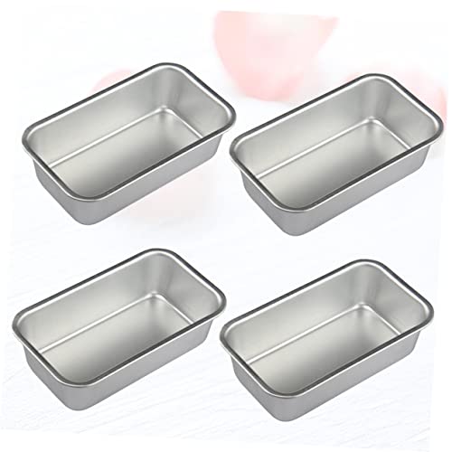 UPKOCH 4pcs Mini Oven Stainless Steel Bakeware Mini Cake Molds Bread Toast Mould Loaf Pan for Meatloaf Baking Bread Kitchen Supplies Household Baking Plate Small Bread Brownie Tray Muffin