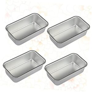 UPKOCH 4pcs Mini Oven Stainless Steel Bakeware Mini Cake Molds Bread Toast Mould Loaf Pan for Meatloaf Baking Bread Kitchen Supplies Household Baking Plate Small Bread Brownie Tray Muffin