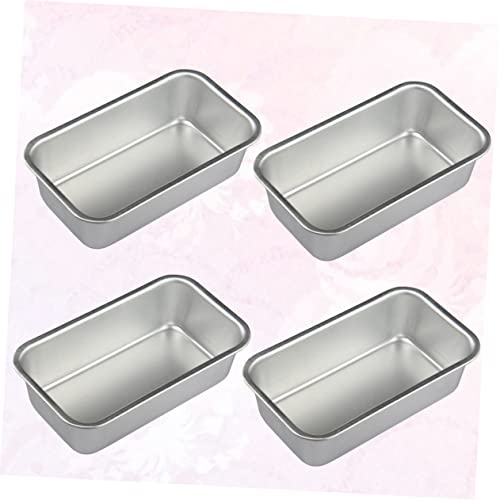 UPKOCH 4pcs Mini Oven Stainless Steel Bakeware Mini Cake Molds Bread Toast Mould Loaf Pan for Meatloaf Baking Bread Kitchen Supplies Household Baking Plate Small Bread Brownie Tray Muffin