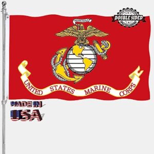 marine corps usmc flag double sided 3x5 outdoor united states marines corps flags heavy duty 3 ply thick nylon material with 2 metal grommets