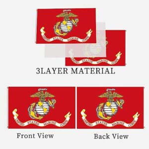 Marine Corps USMC Flag Double Sided 3x5 Outdoor United States Marines Corps Flags Heavy Duty 3 Ply Thick Nylon Material with 2 Metal Grommets