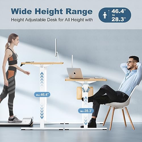 Standing Desk, Electric Standing Desk Adjustable Height, Ergonomic Adjustable Desk with Memory Preset, Computer Desk Stand Up Desk with T-Shaped Bracket Suitable for Home Office, 48 * 24-Natural