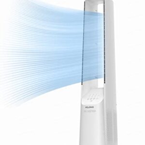 PELONIS Bladeless Tower Fan with 26-33ft Powerful Airflow, Alexa and Google Compatible, 6-Speed Settings, Quiet DC Motor, 120° Oscillation, 7-Hour Timer - Ideal for for Bedroom Home Office Use,White