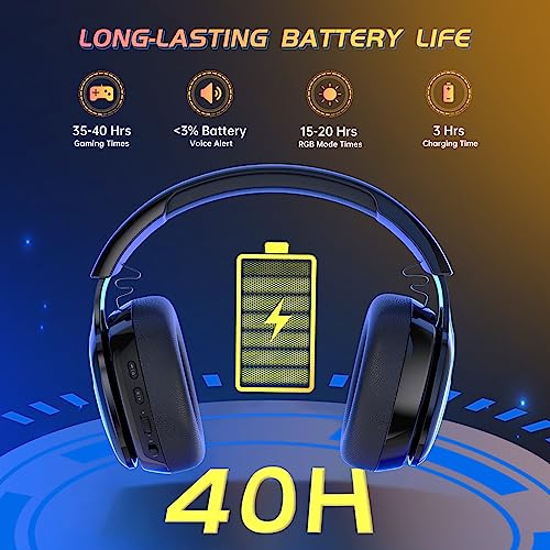 Gvyugke Wireless Gaming Headset 2.4GHz USB for PS5, PS4, PC, Switch, Mac, Bluetooth 5.2 Gaming Headphones with Detachable Microphone for Gamer, Surround Sound, 3.5mm Wired Jack for Xbox Series(Black)