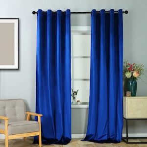 elkca luxury royal blue velvet window curtain for living room,grommet top,2 panels(royal blue, 52" w x 84" l)