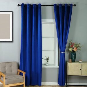 ELKCA Luxury Royal Blue Velvet Window Curtain for Living Room,Grommet Top,2 Panels(Royal Blue, 52" W x 84" L)