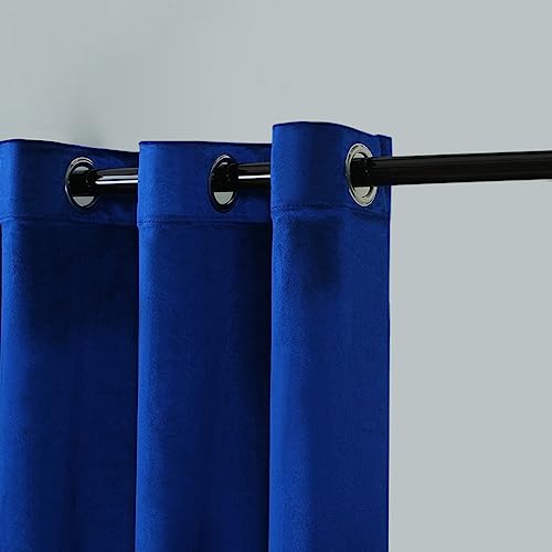 ELKCA Luxury Royal Blue Velvet Window Curtain for Living Room,Grommet Top,2 Panels(Royal Blue, 52" W x 84" L)