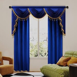 ELKCA Luxury Royal Blue Velvet Window Curtain for Living Room,Grommet Top,2 Panels(Royal Blue, 52" W x 84" L)