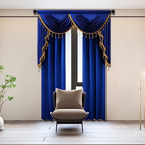 ELKCA Luxury Royal Blue Velvet Window Curtain for Living Room,Grommet Top,2 Panels(Royal Blue, 52" W x 84" L)