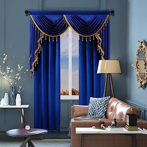 ELKCA Luxury Royal Blue Velvet Window Curtain for Living Room,Grommet Top,2 Panels(Royal Blue, 52" W x 84" L)