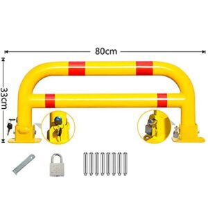 Double-Rod Double-Lock Parking Space Lock,Heavy Duty Fold Down Metal Parking Obstacle Detachable,Folding Anti-Theft Lock Parking Post for Security Driveway Parking