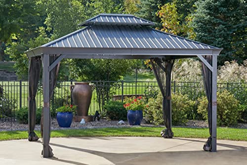 Shade N' Shelters 12' x 14' Outdoor Hardtop Gazebo for Patio, Backyard, Garden, or Deck (12' x 14', Aluminum Black Frame)