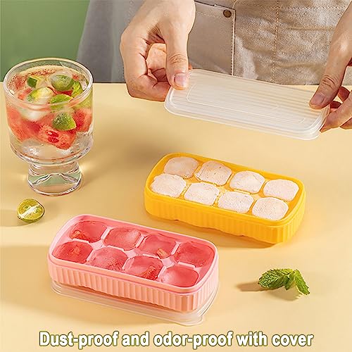 Small Ice Cube Silicone Trays with Lids, Mini Ice Cube Trays for Freezer 3 Pack, Tiny Ice Cubes Tray with Cover, Silicone Bottom PP Lid BPA Free, Easy-Release Reusable